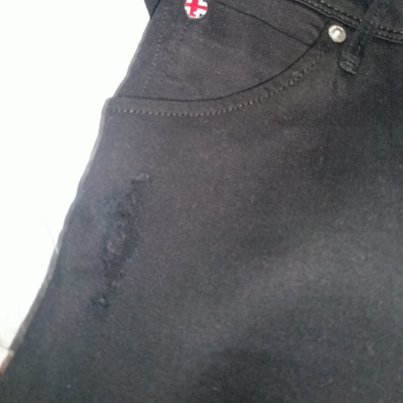 Hudson Collin Skinny Jean Black Destructed - Picture 4 of 5